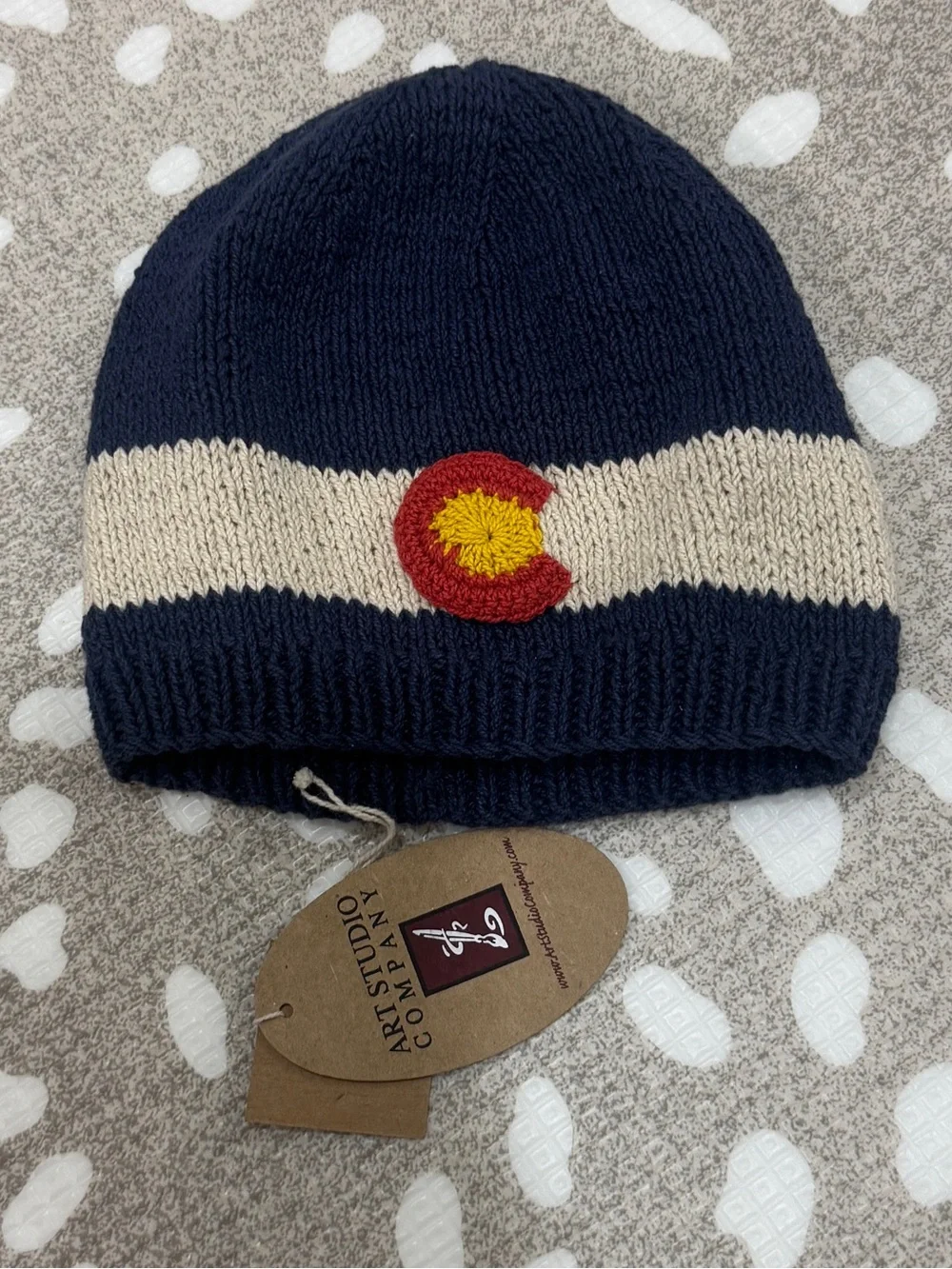 NWT Colorado flag beanie handmade knit cotton crochet toddler kids winter unisex